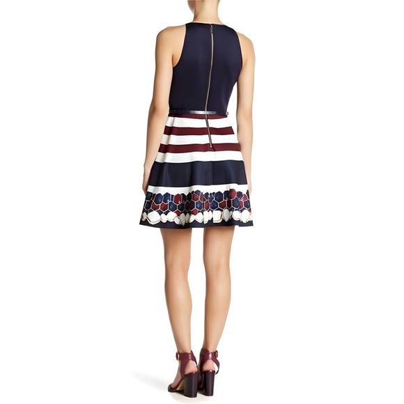 Ted Baker London Annalie Rowing Stripe Skater Dress Mini Dress | Navy | Size 2 - Picture 3 of 13
